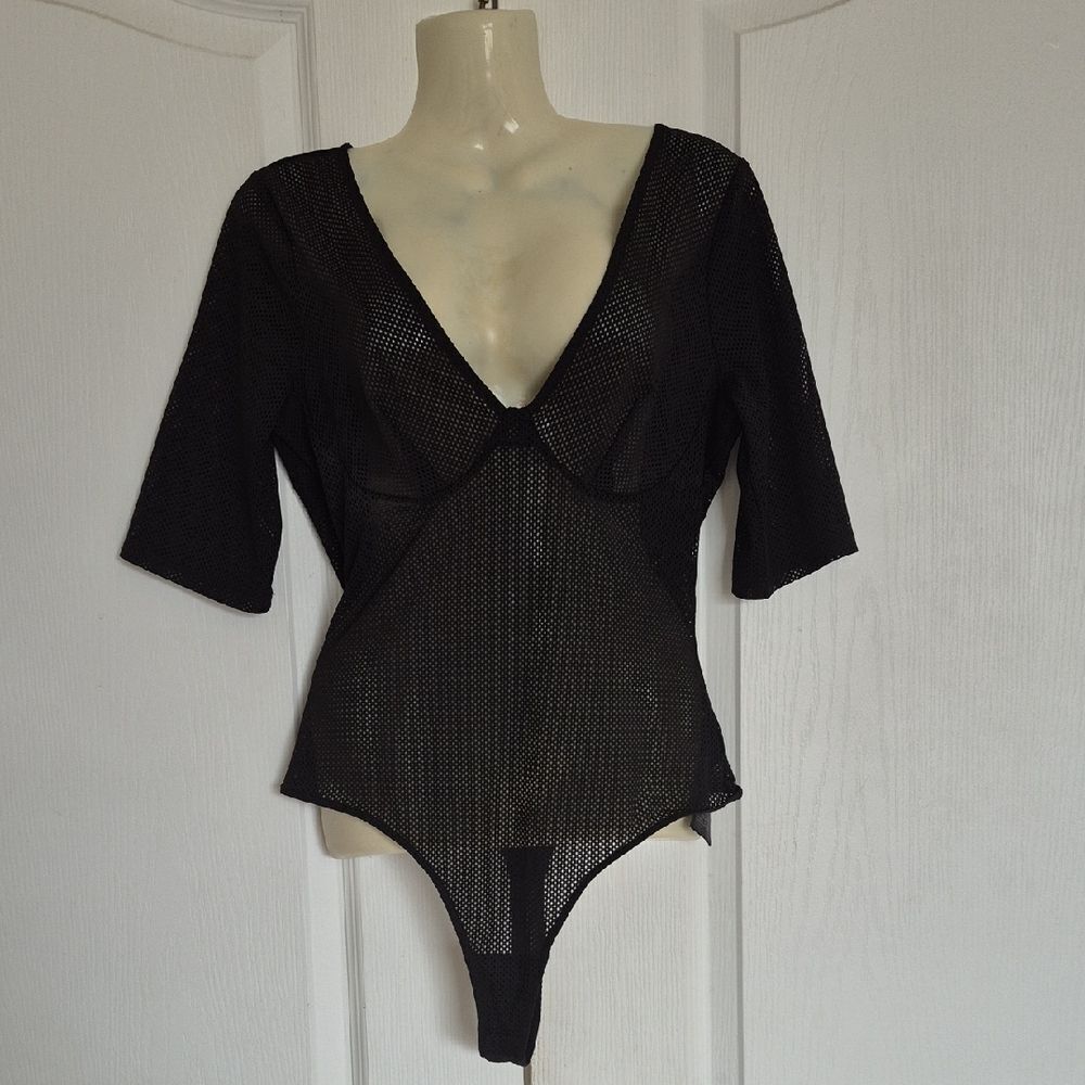 Guess Black Mesh Bodysuit